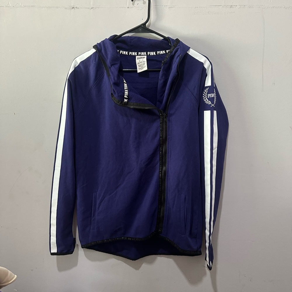 Purple Hoodie with White Stripes